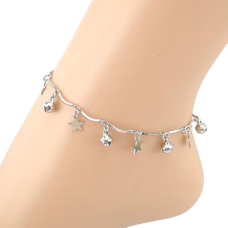 Foto 2 pulgar | Pulsera Tobillera Para Mujer Con Forma De Estrella Con Forma De Campana Curvada  Aleación Plateada - Venta Internacion