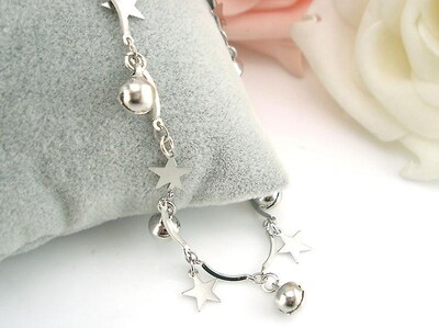 Foto 3 | Pulsera Tobillera Para Mujer Con Forma De Estrella Con Forma De Campana Curvada Aleación Plateada - Venta Internacion