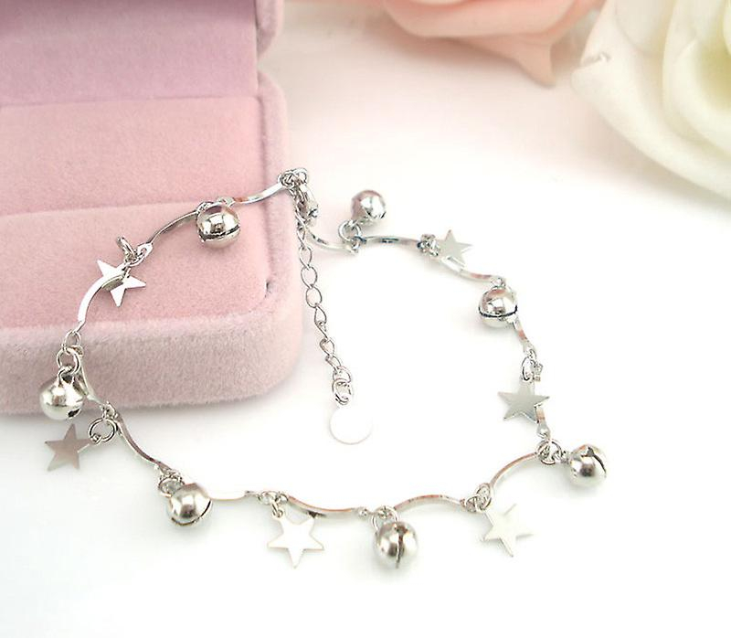 Foto 5 pulgar | Pulsera Tobillera Para Mujer Con Forma De Estrella Con Forma De Campana Curvada  Aleación Plateada - Venta Internacion