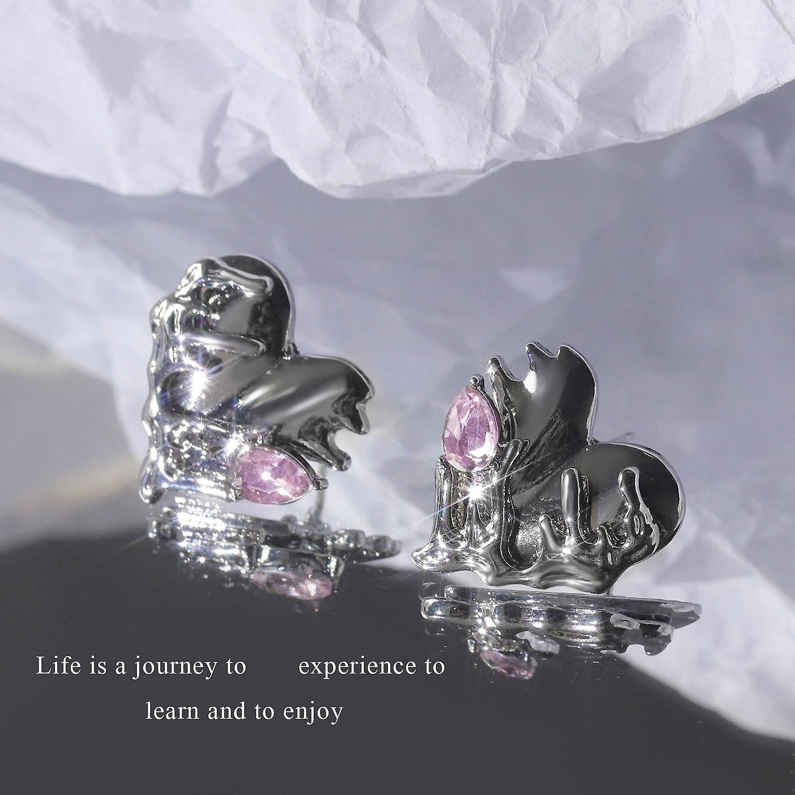 Foto 5 pulgar | Pendientes Huoguo De Plata De Ley Infinite Love Con Piedra De Cristal - Venta Internacional.