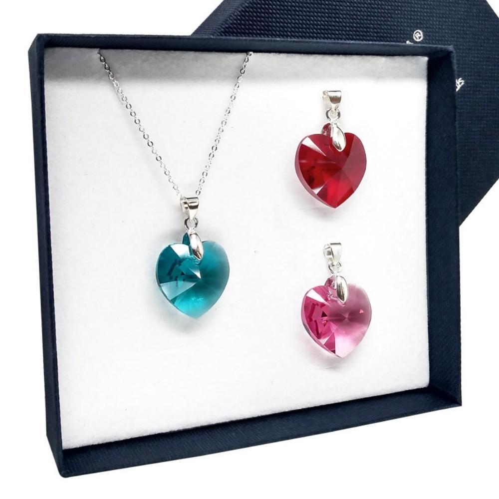 Set Joyería Zvezda 3 Dijes Intercambiables Heart con Plata