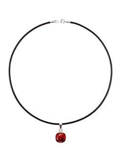 Foto 2 | Collar Joyería Zvezda Cushion color Rojo con Plata y Caucho