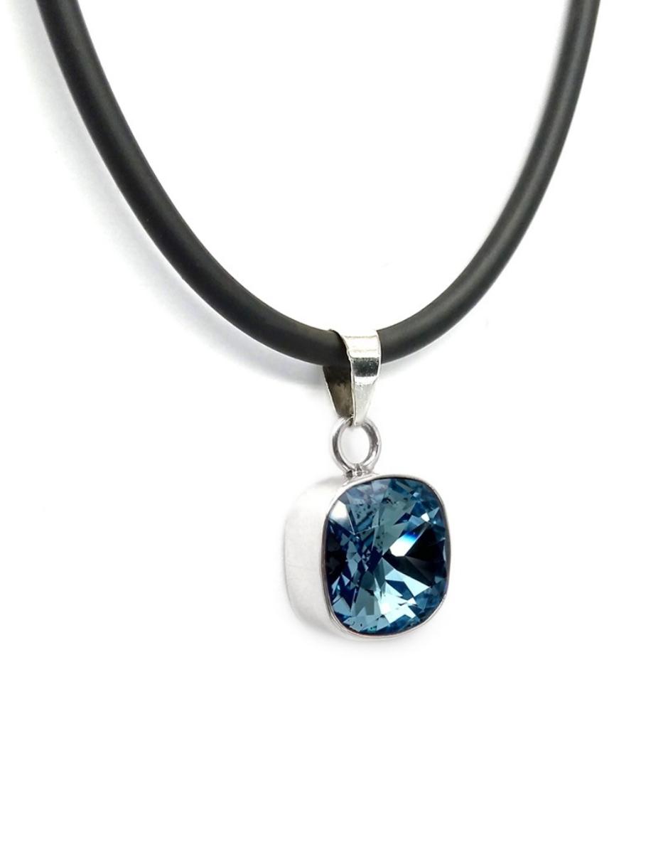 Foto 1 | Collar Joyería Zvezda Cushion color Azul con Plata y Caucho