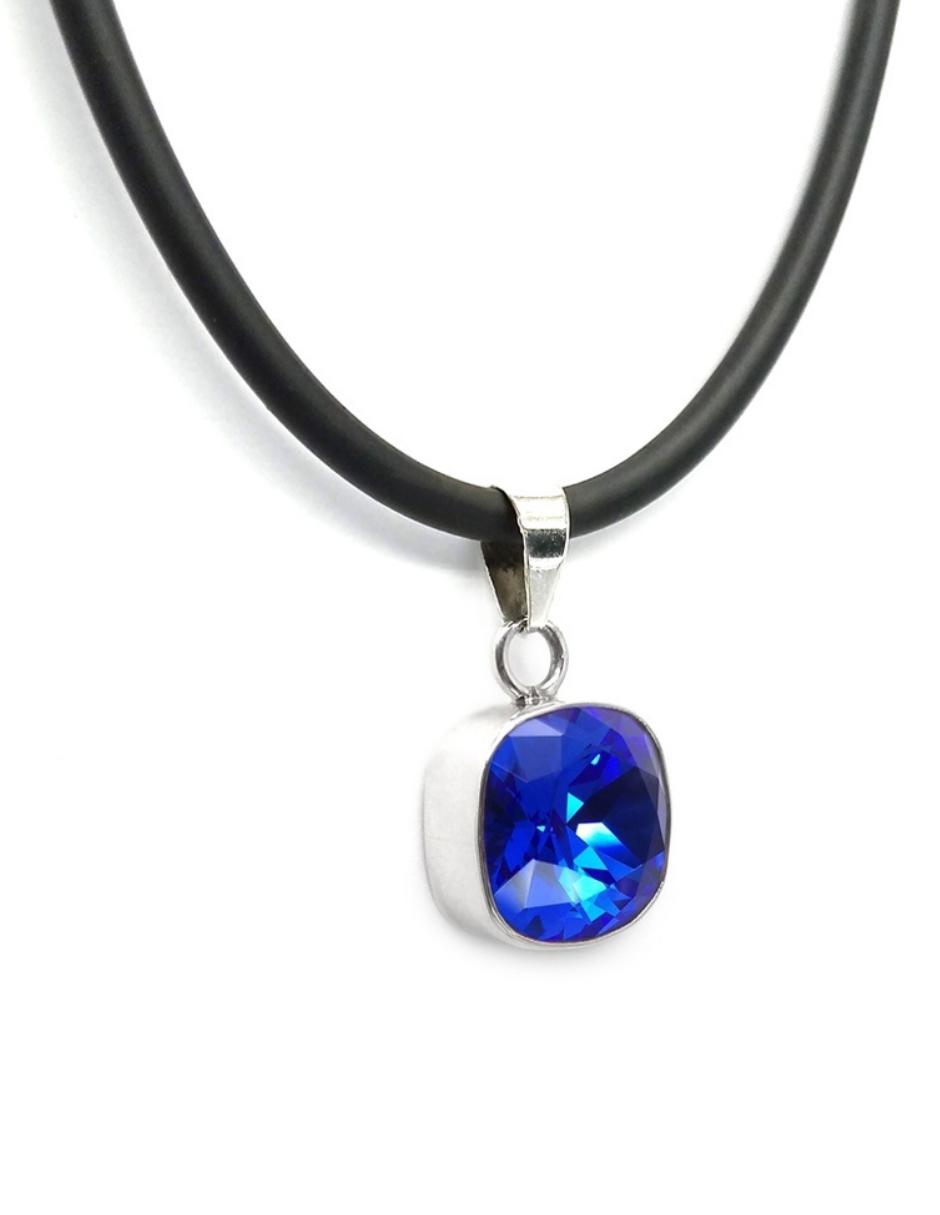 Foto 1 | Collar Joyería Zvezda Cushion color Azul con Plata y Caucho