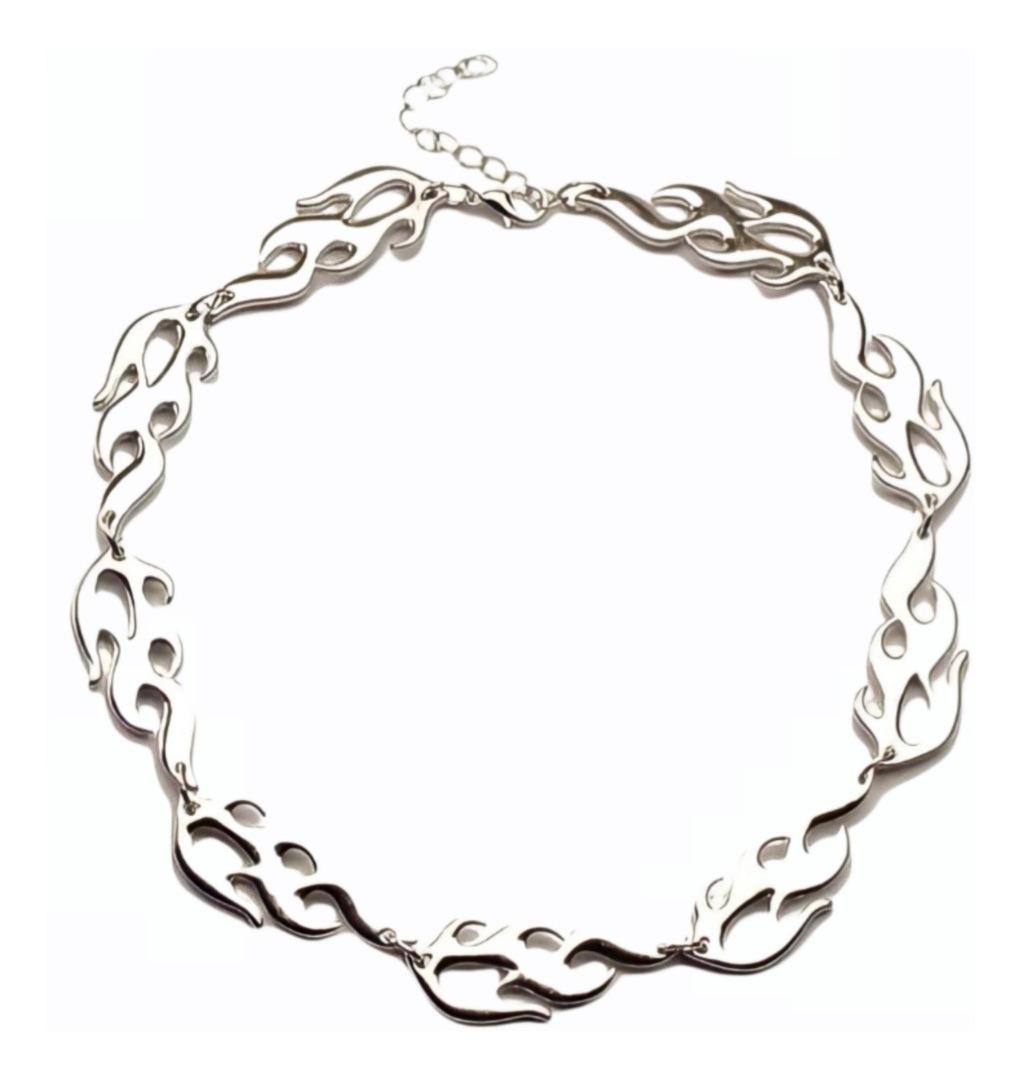 Foto 2 pulgar | Collar en Forma de Llamas Unisex de Acero Inoxidable