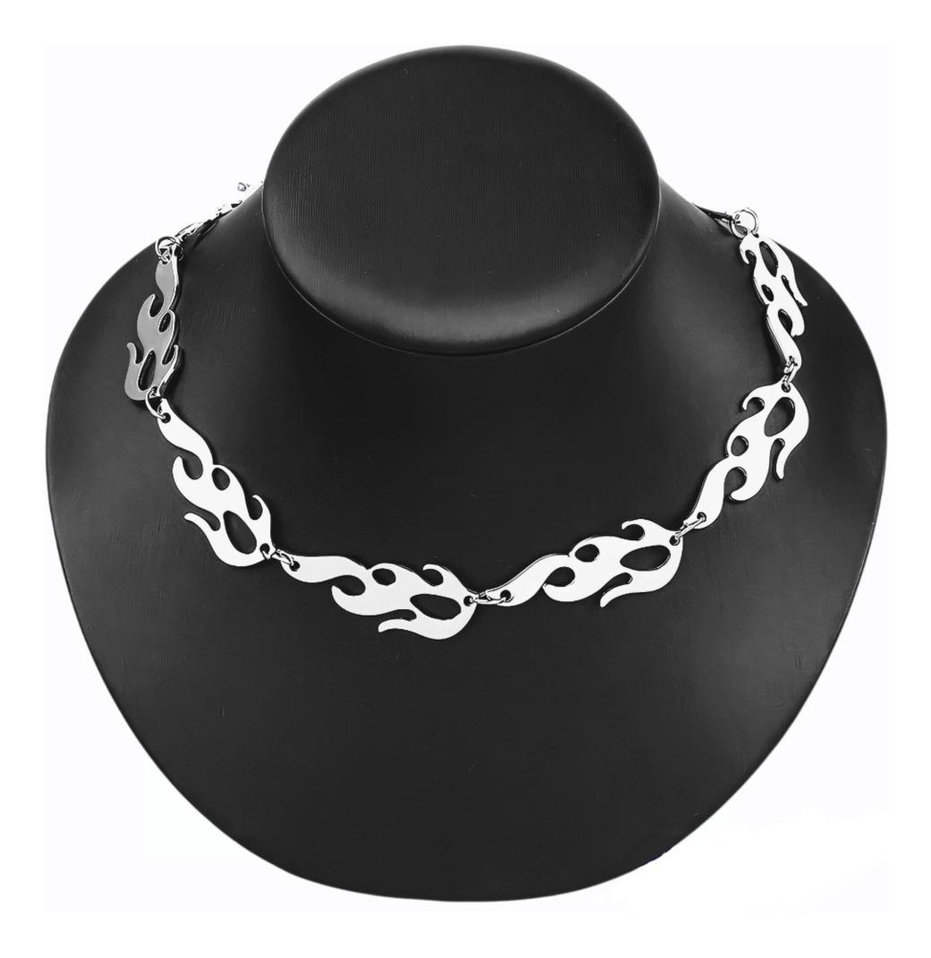 Foto 3 pulgar | Collar en Forma de Llamas Unisex de Acero Inoxidable