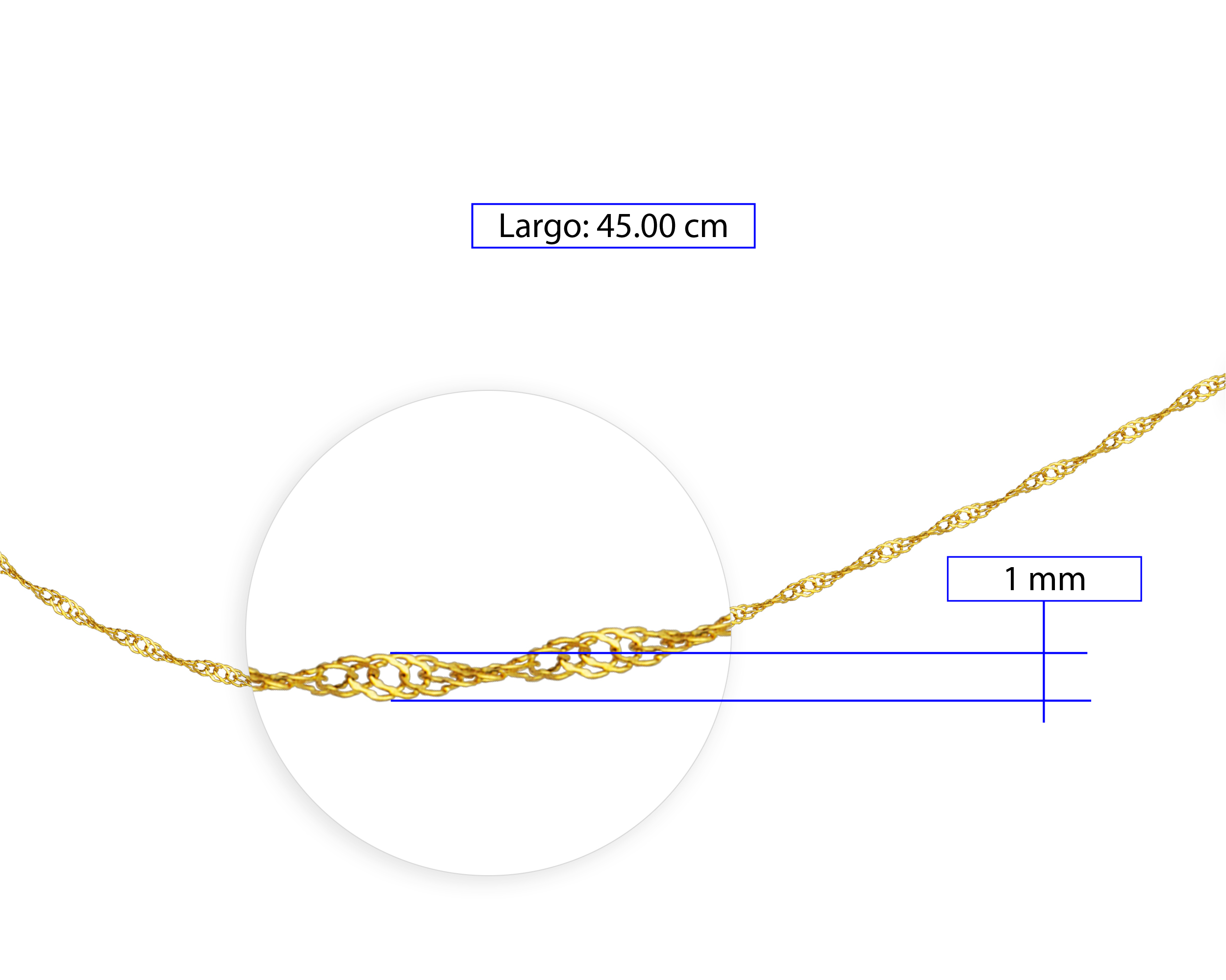 Foto 5 pulgar | Cadena de Oro 10K Horoz Dorada de 45 Cm