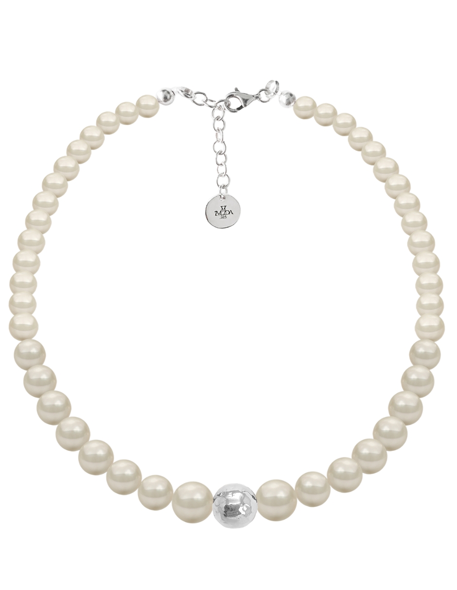 Collar Zvezda ZCO-PRLCR-CRM-P color Blanco Perlas de Cristal