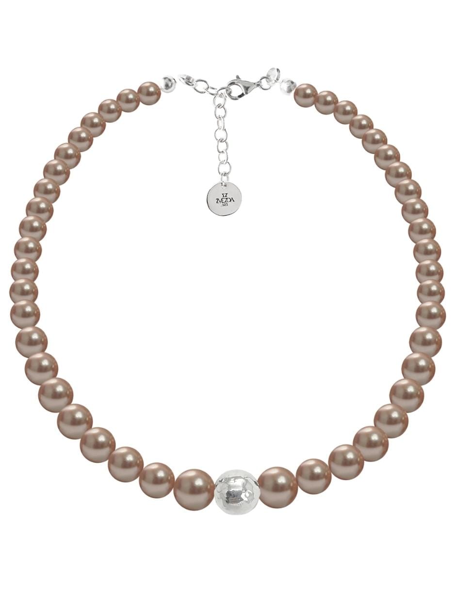 Collar Zvezda ZCO-PRLCR-RGO-P color Beige Perlas de Cristal Rose Gold $1,499