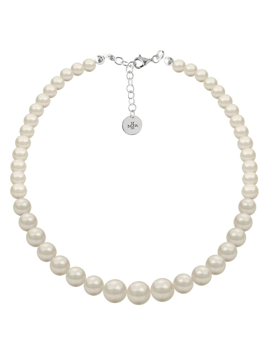 Collar Zvezda ZCO-PRLCR-CRM color Blanco Perlas de Cristal $1,199