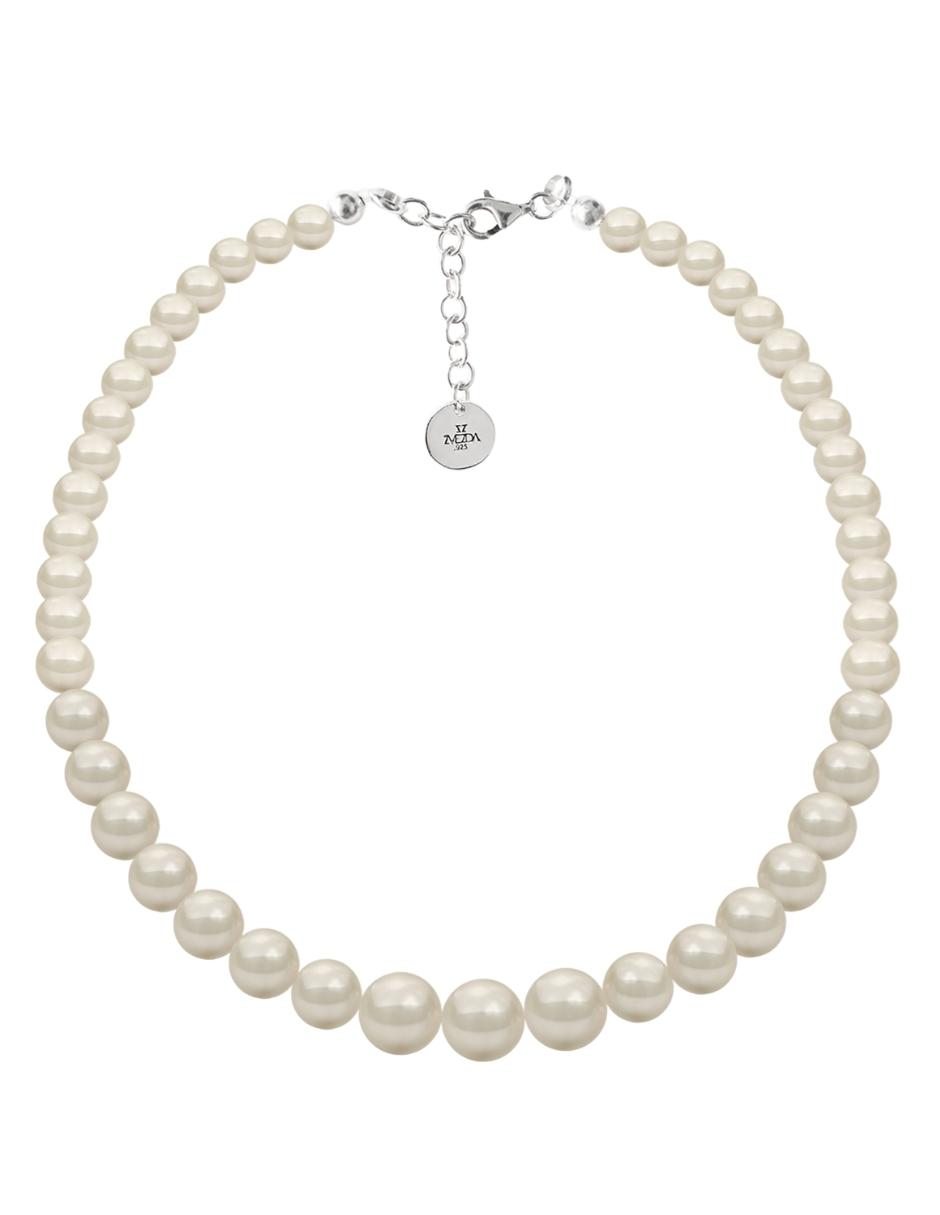 Collar Zvezda ZCO-PRLCR-CRM color Blanco Perlas de Cristal