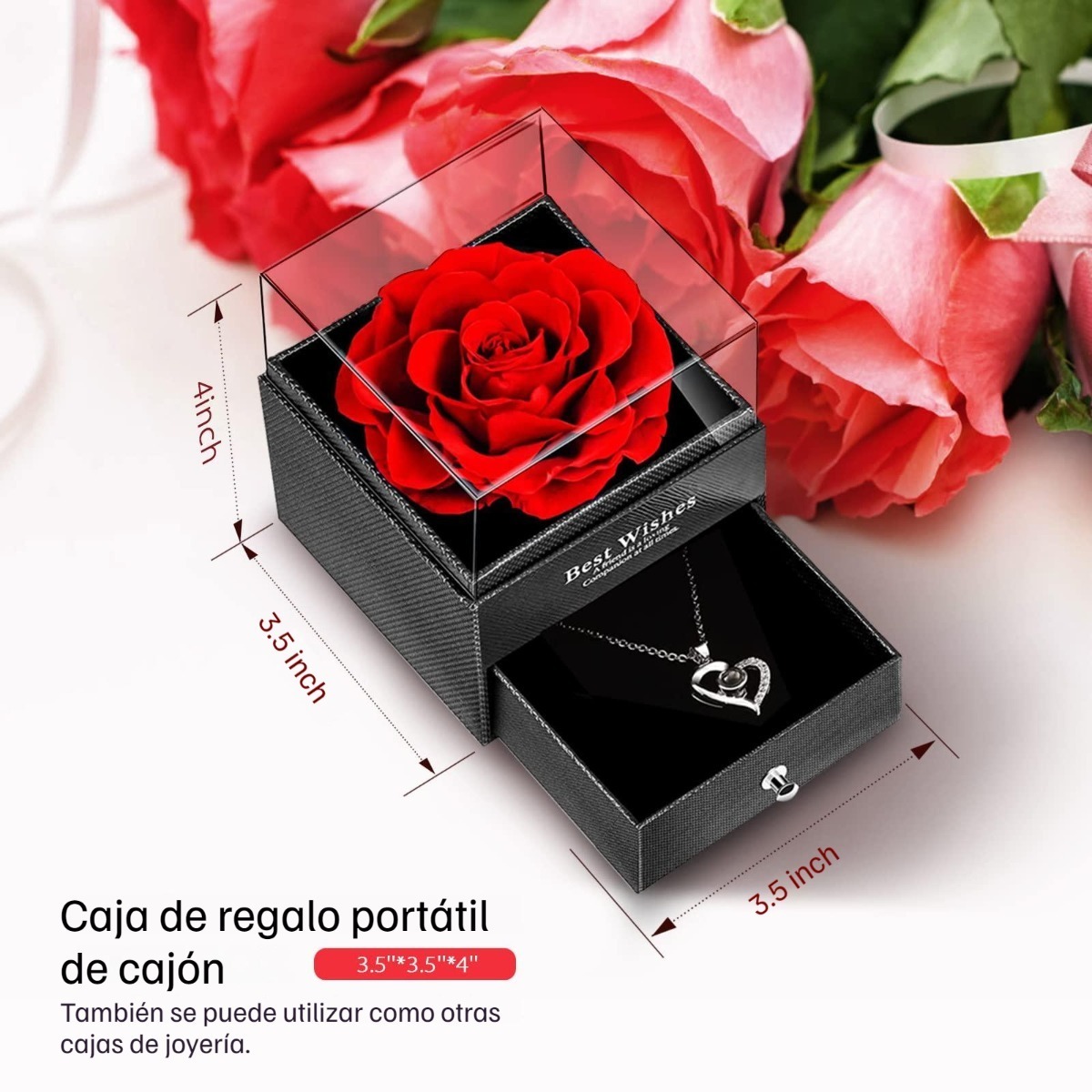 Foto 3 pulgar | Flores de Rosa Eterna con Regalo de Collar Funbu 2022 para Mujeres