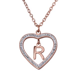 Foto 1 | Collar LuckyLy CV46-R color Rosa con Baño de Oro 18k y Zirconia Cúbica - Corazón y Letra R