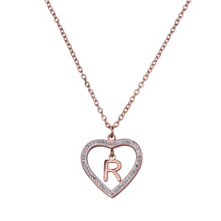 Foto 3 | Collar LuckyLy CV46-R color Rosa con Baño de Oro 18k y Zirconia Cúbica - Corazón y Letra R