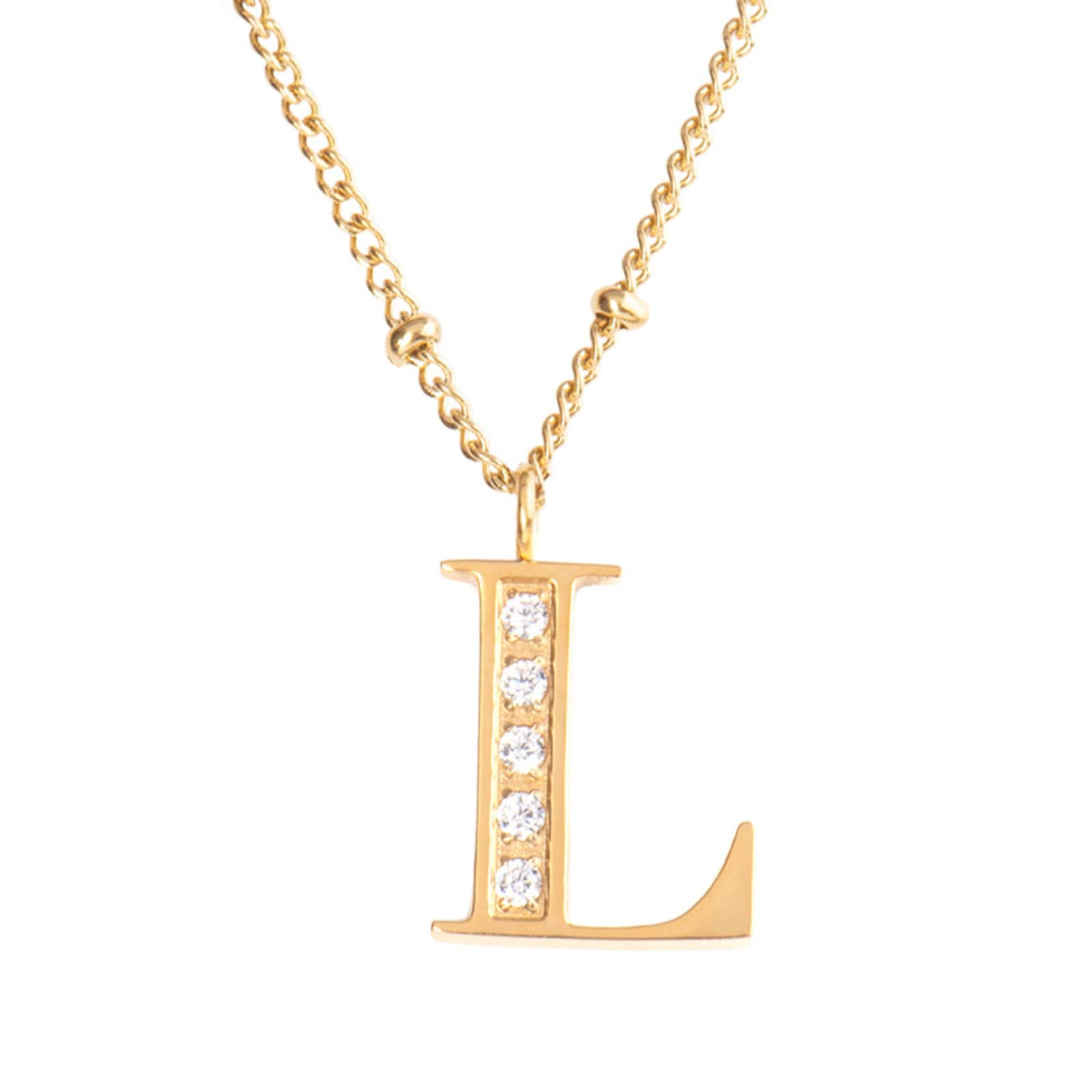 Collar LuckyLy CV27-L color Dorado con Baño de Oro 18k y Zirconia Cúbica - Letra L $489