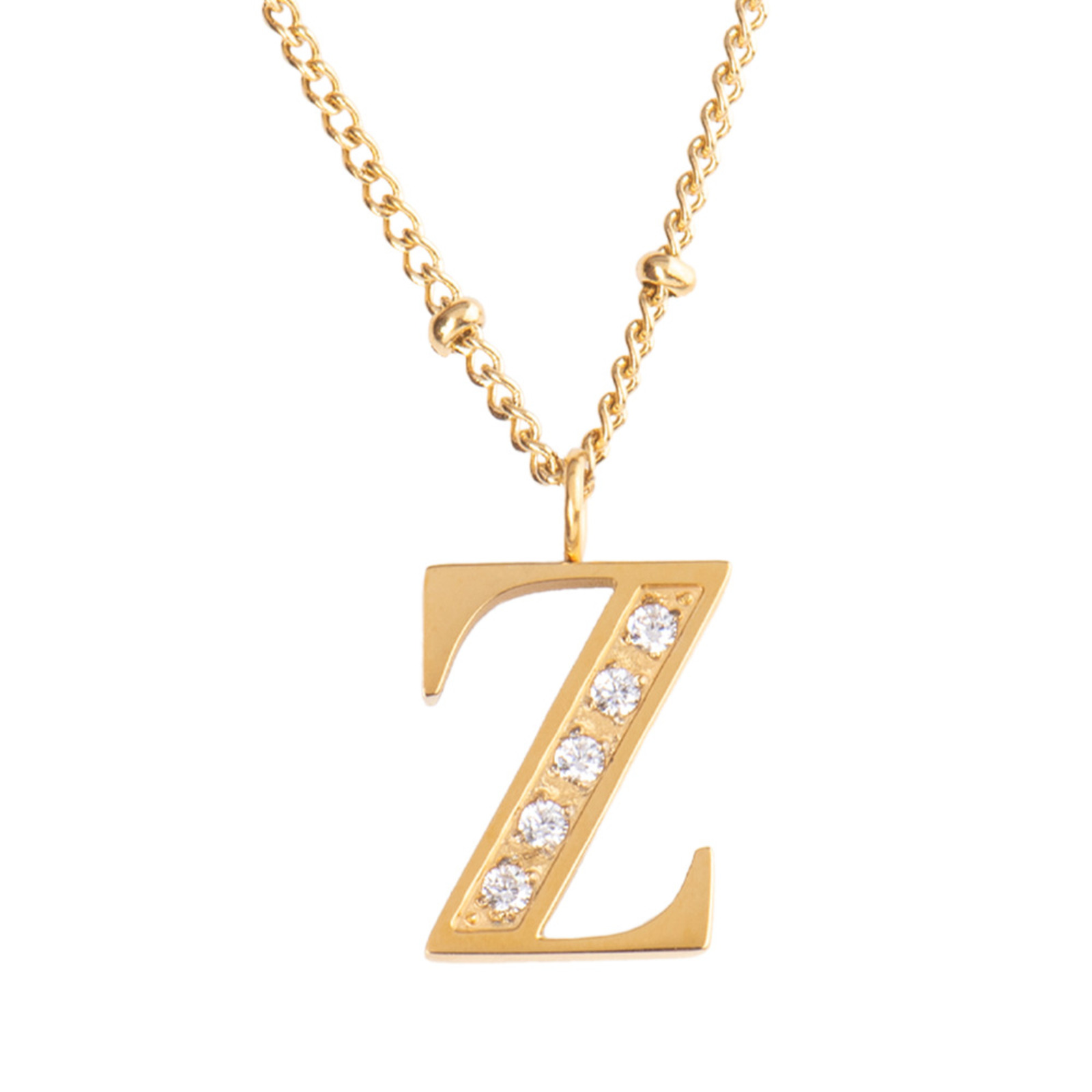 Collar LuckyLy CV27-Z color Dorado con Baño de Oro 18k y Zirconia Cúbica - Letra Z