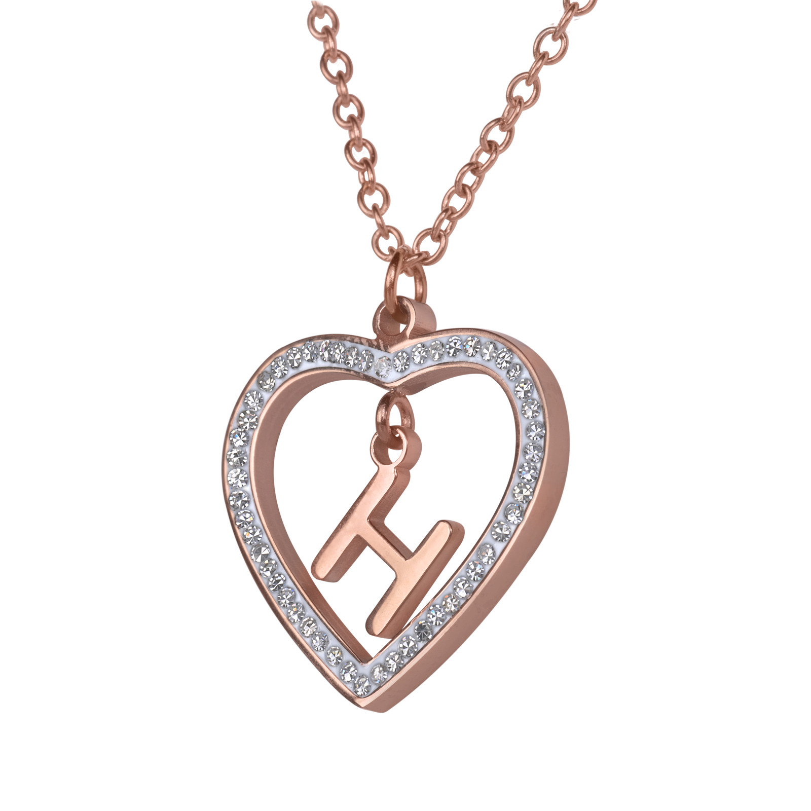 Foto 2 | Collar de Corazón Luckyly Baño de Oro Rosa 18k Adina Letra H para Mujer