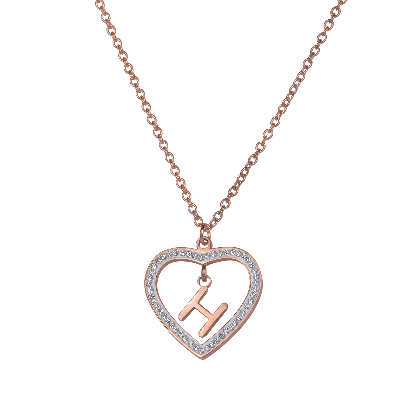 Foto 4 pulgar | Collar de Corazón Luckyly Baño de Oro Rosa 18k Adina Letra H para Mujer