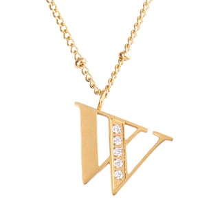 Foto 1 | Collar LuckyLy CV27-W color Dorado con Baño de Oro 18k y Zirconia Cúbica - Letra W