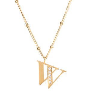 Foto 2 | Collar LuckyLy CV27-W color Dorado con Baño de Oro 18k y Zirconia Cúbica - Letra W
