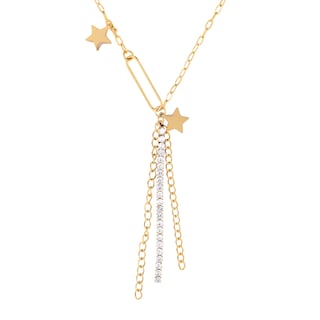 Foto 1 | Collar de Acero Inoxidable Joyas Plafer 1327c-p Dorado Corbatín de Cadenas con Estrellas