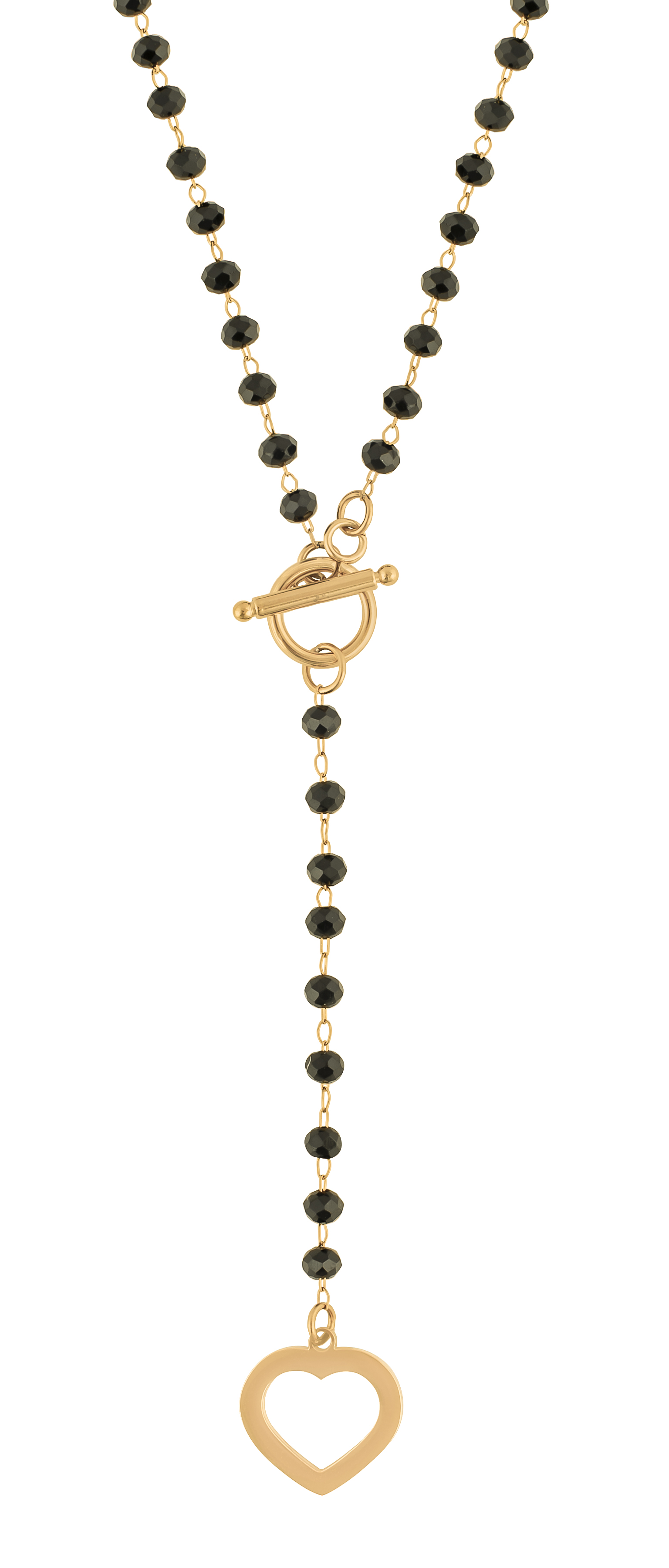 Collar de Acero Inoxidable Joyas Plafer 1469c-p Corbatín de Piedras color Negro y Corazón