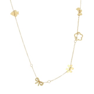 Foto 1 | Collar de Acero Inoxidable Joyas Plafer 1249c-p Dorado con Dijes de Moño Flor Perro Rompecabezas y Corazón
