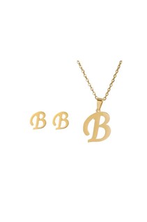 Foto 1 | Collar con Dije Colgante de Letra Inicial B y Aretes