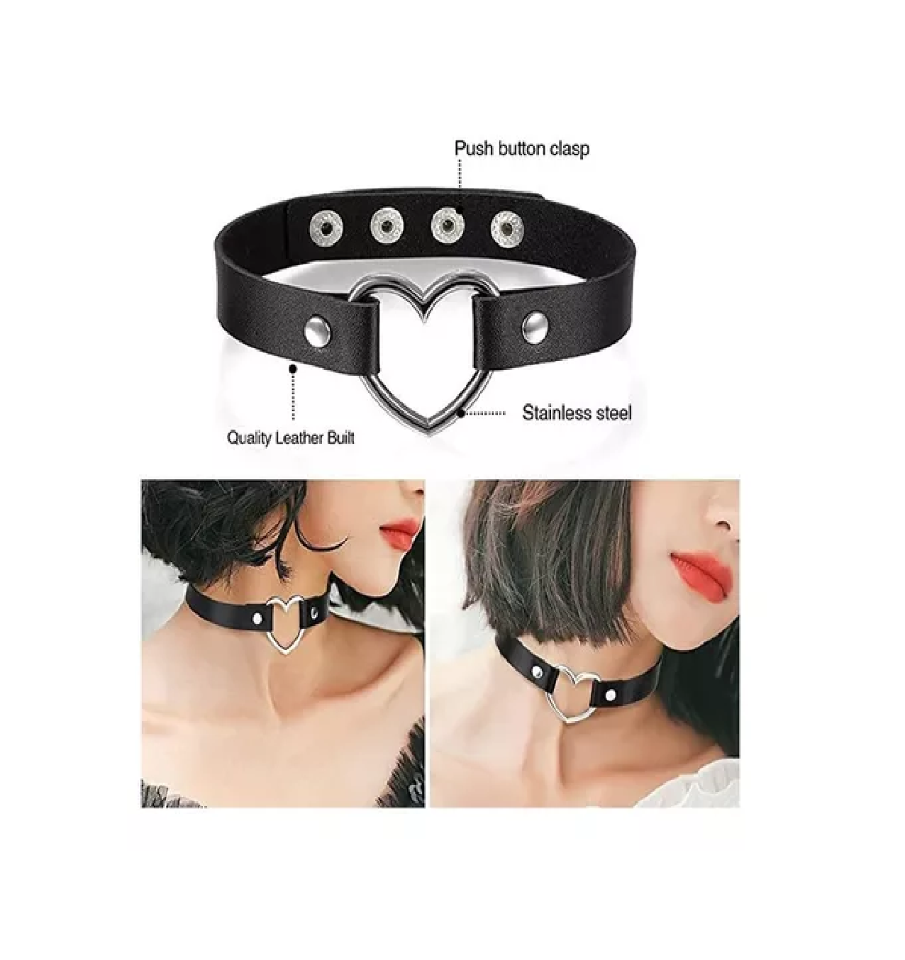 Foto 3 pulgar | Gargantilla Punk Gotico Cuero Sintetico Collar Choker Metal Negro