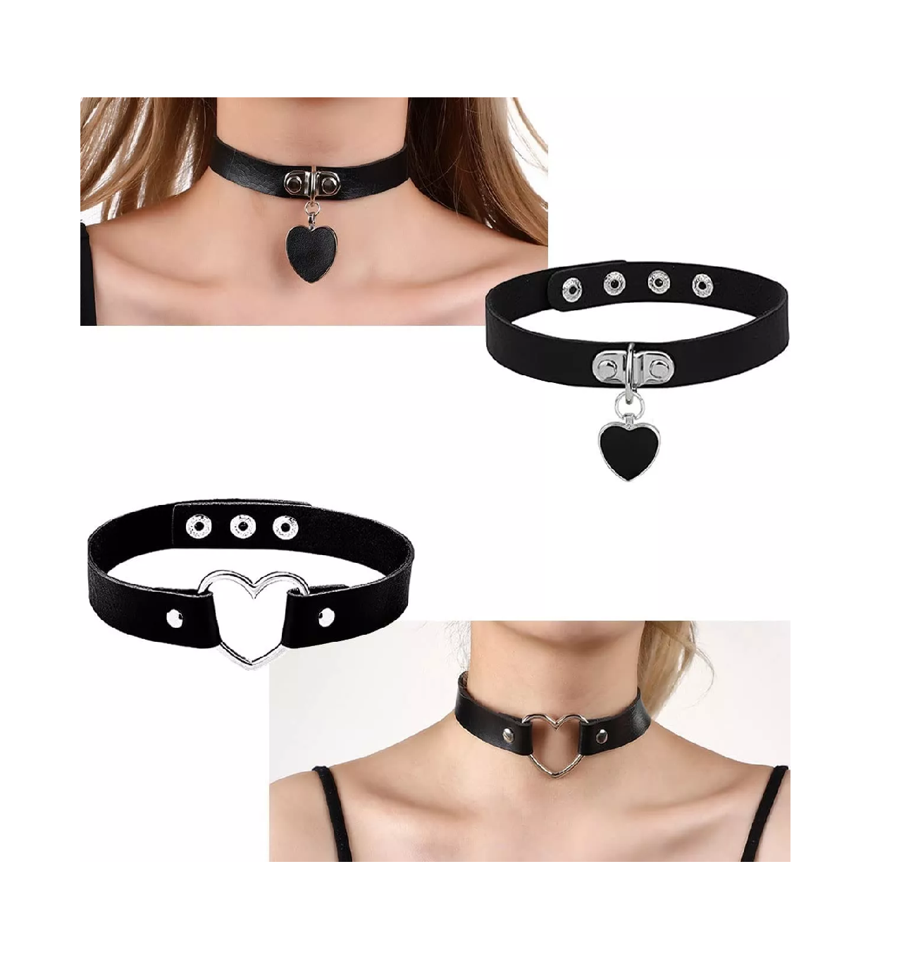 Foto 4 pulgar | Gargantilla Punk Gotico Cuero Sintetico Collar Choker Metal Negro