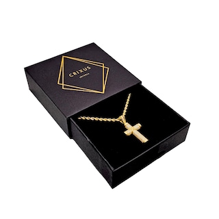 Foto 4 | Cadena de Cruz Crixus Joyería Oro 10K Torzal Piedra Zirconia para Hombre