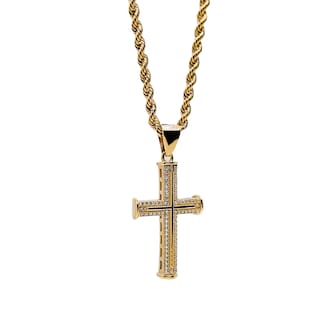 Foto 2 | Collar de Cruz Crixus Joyería Oro 10K Torzal Piedra Zirconia para Hombre
