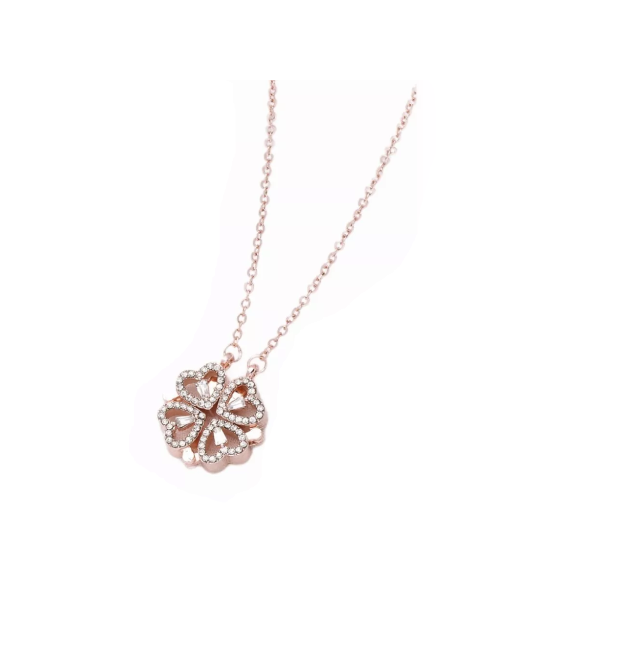 Collar de Forma Corazón y Trébol de Cuatro Hojas Convertible