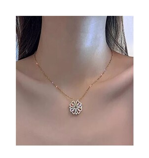 Foto 2 | Collar de Forma Corazón y Trébol de Cuatro Hojas Convertible