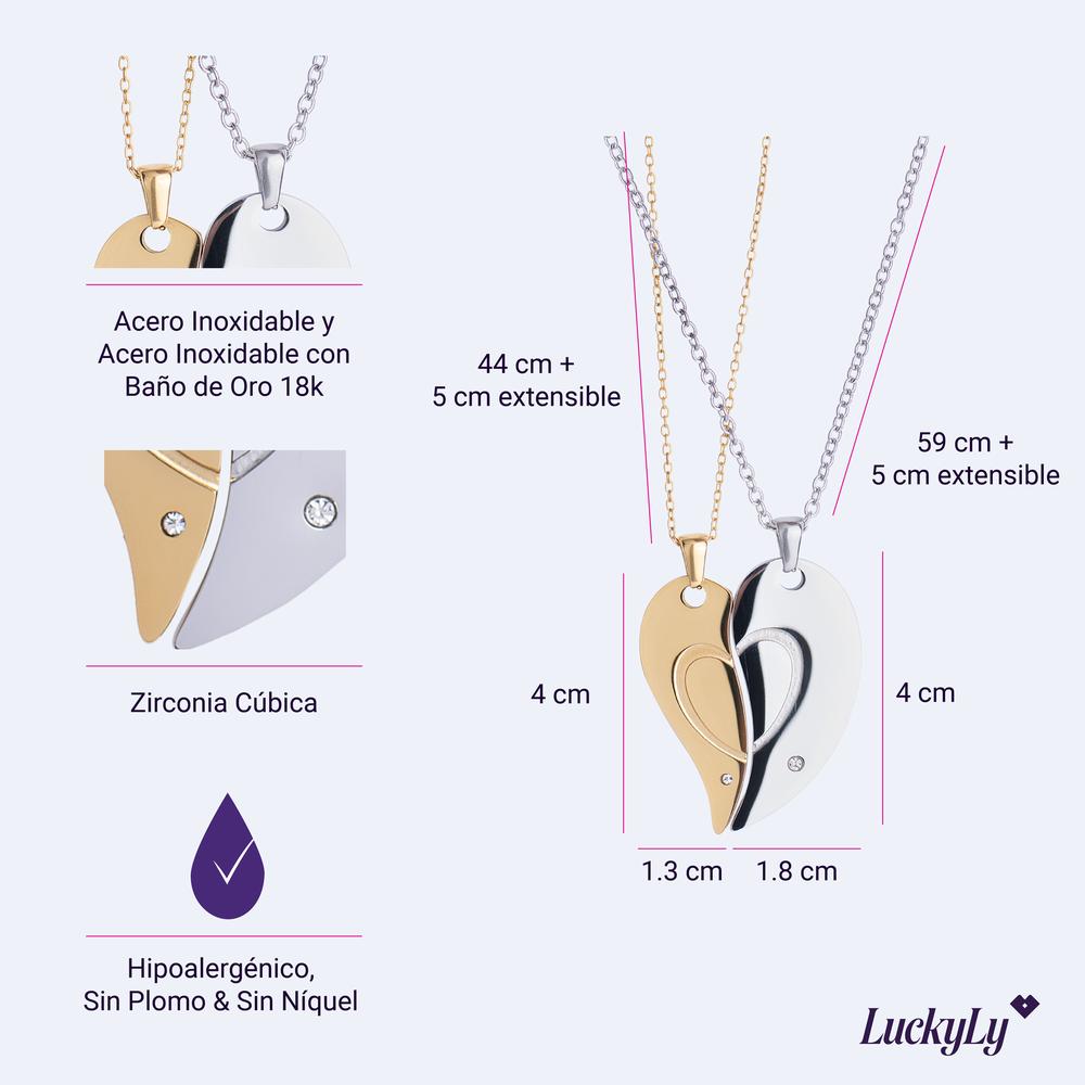 Foto 8 | Collares Para Pareja De Corazón Luckyly, Modelo Amore