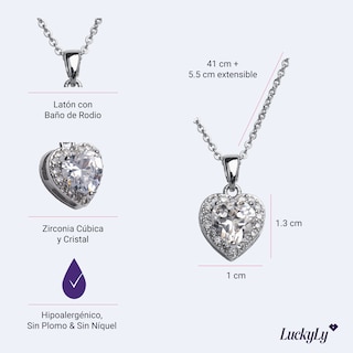 Foto 5 | Collar para Mujer con Dije de Corazón Luckyly Plata