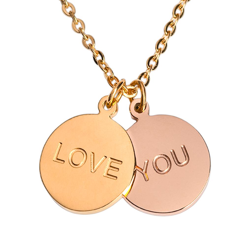 Collar de Mujer con Dijes Te Amo Love You Luckyly, Modelo Cora Oro