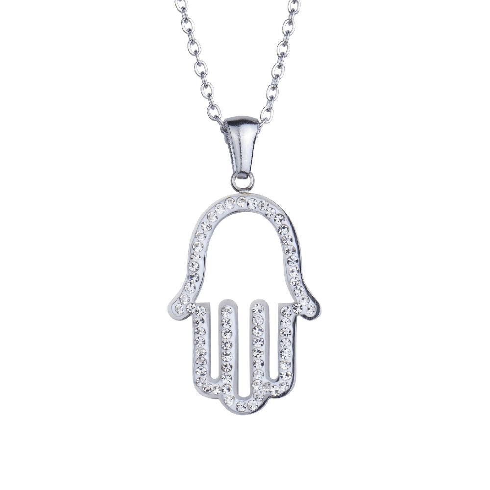 Foto 3 pulgar | Collar para Mujer Dije Mano de Fátima Luckyly, Modelo Hamsa Plata