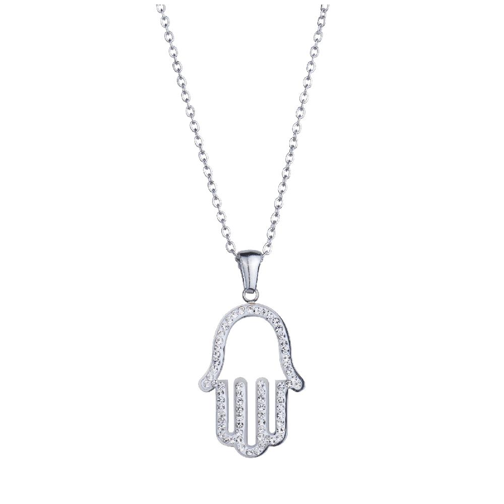 Foto 4 pulgar | Collar para Mujer Dije Mano de Fátima Luckyly, Modelo Hamsa Plata