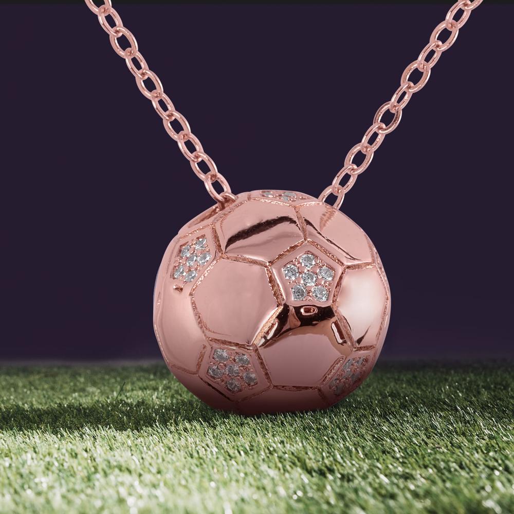 Foto 4 | Collar Mujer de Balón De Fútbol Soccer Mundial Luckyly, Modelo Monda Oro Rosa