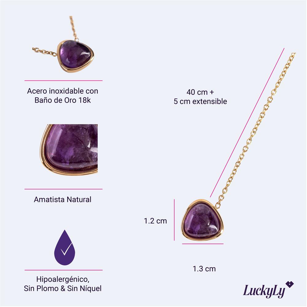 Foto 6 pulgar | Collar para Mujer con Dije de Piedra Natural Luckyly, Modelo Aline Amatista