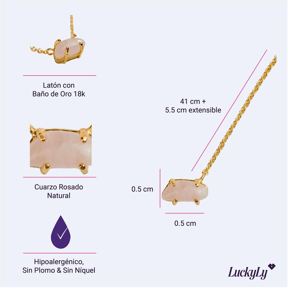 Foto 6 pulgar | Collar de Mujer con Piedras Naturales Luckyly, Modelo Ivy Rosa