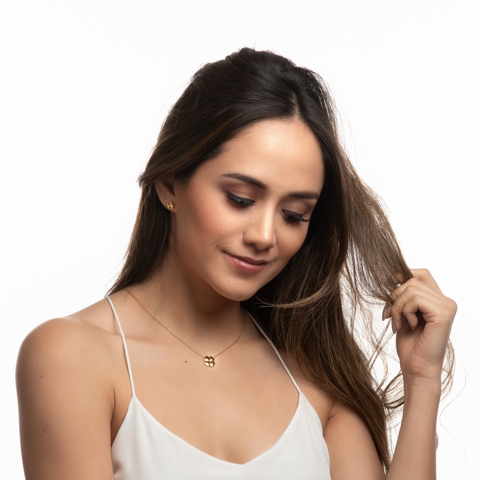 Foto 4 | Collar de Mujer con Dije de Trébol de Buena Suerte Luckyly, Modelo Flora Oro