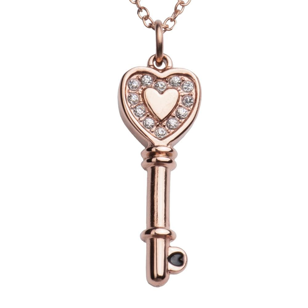 Collar con Dije de Llave de Corazón Luckyly Ilse Baño de Oro Rosa para Mujer $519