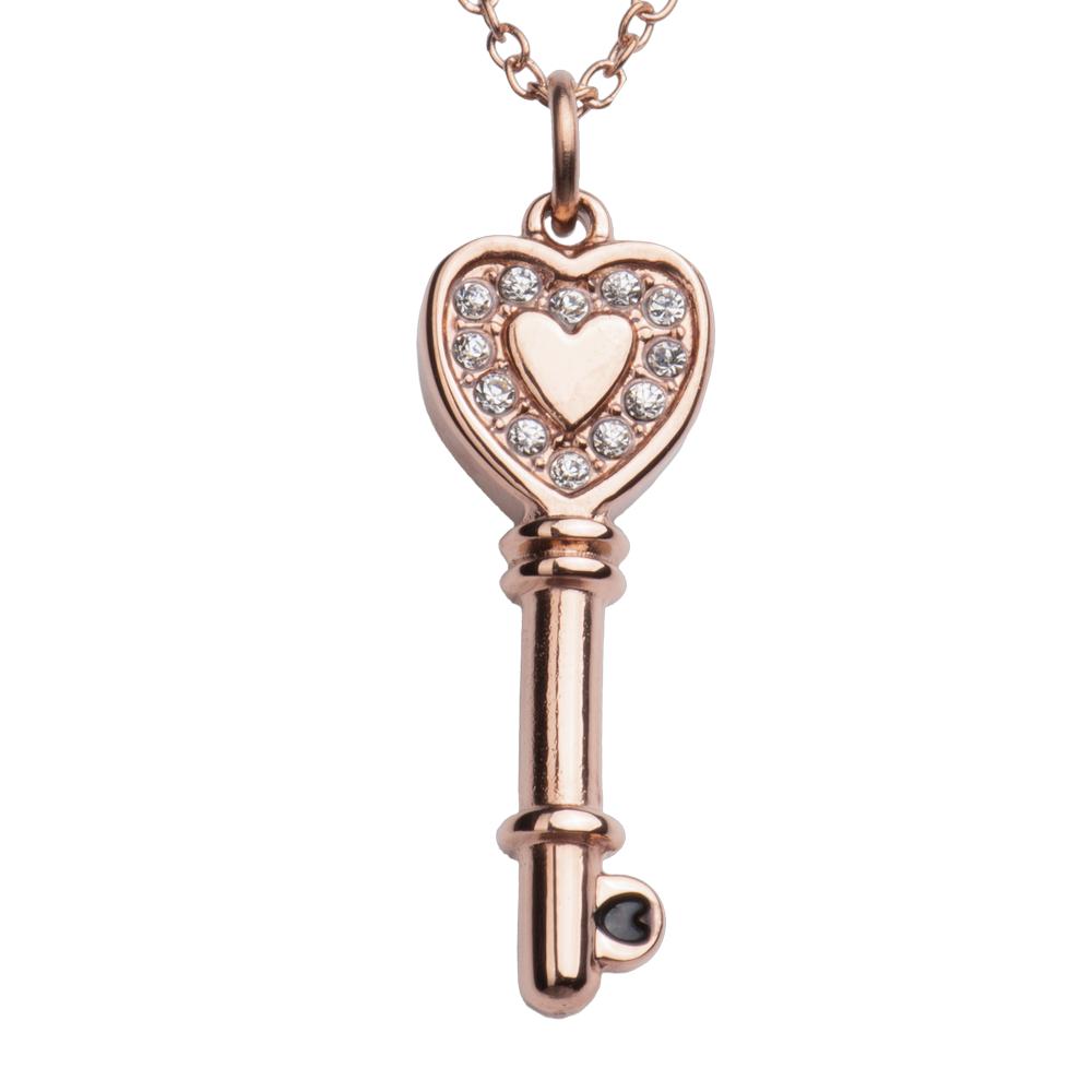 Collar con Dije de Llave de Corazón Luckyly Ilse Baño de Oro Rosa para Mujer