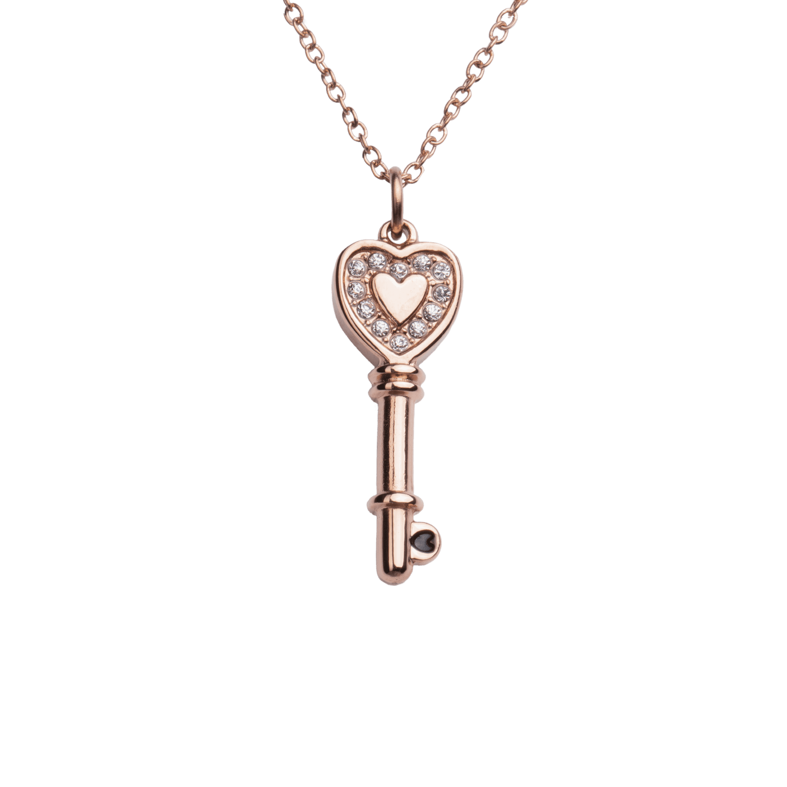 Foto 4 pulgar | Collar con Dije de Llave de Corazón Luckyly Ilse Baño de Oro Rosa para Mujer