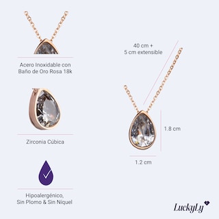 Foto 5 | Collar con Dije de Zirconia Cúbica Luckyly Hilda Baño de Oro Rosa para Mujer