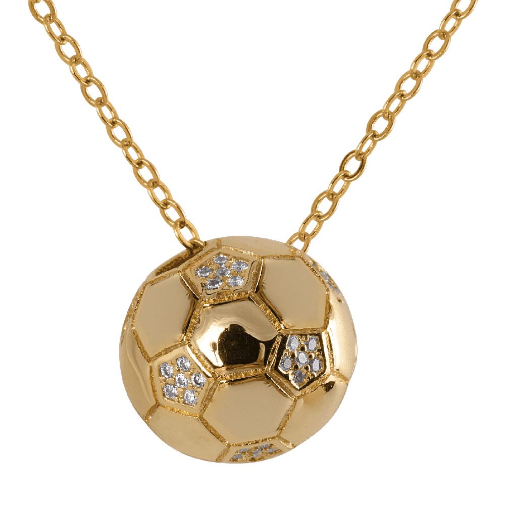 Collar Mujer de Balón De Fútbol Soccer Mundial Luckyly, Modelo Monda Oro