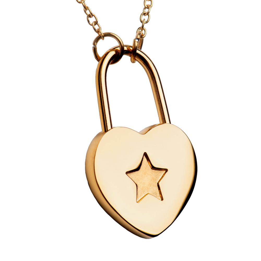 Foto 2 | Collar con Dije de Corazón en Forma de Candado LuckyLy Lara Baño de Oro para Mujer