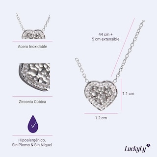 Foto 6 | Collar para Mujer con Dije de Corazón Luckyly, Modelo Frida Plata